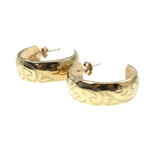 Load image into Gallery viewer, 9ct Gold Hoop Engraved Earrings
