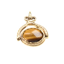 Load image into Gallery viewer, Vintage 9ct gold black onyx and tiger&#39;s eye spinner fob
