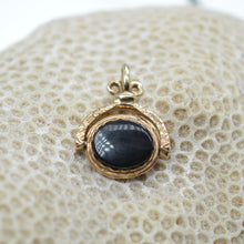 Load image into Gallery viewer, Vintage 9ct gold black onyx and tiger&#39;s eye spinner fob
