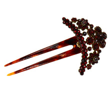 Load image into Gallery viewer, Antique Victorian Bohemian Garnet &amp; Horn Hair Pin c. 1900s
