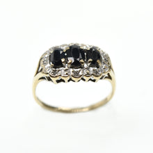 Load image into Gallery viewer, Lovely 9 carat yellow gold diamond and sapphire cluster ring
