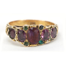 Load image into Gallery viewer, Edwardian 9ct gold garnet and greenstone ring

