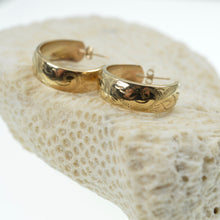 Load image into Gallery viewer, 9ct Gold Hoop Engraved Earrings
