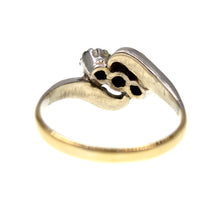 Load image into Gallery viewer, Vintage Art Deco 9ct Yellow Gold &amp; Silver Paste Set Twist Ring
