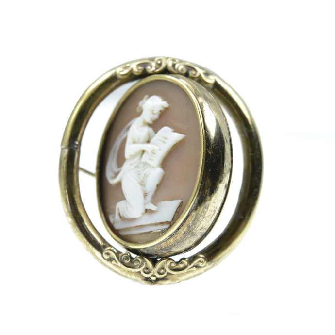 Victorian rotating cameo mourning brooch
