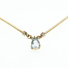 Load image into Gallery viewer, Vintage 9ct Gold Blue Stone and Diamond Pendant Necklace

