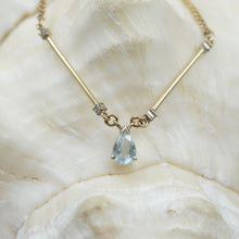 Load image into Gallery viewer, Vintage 9ct Gold Blue Stone and Diamond Pendant Necklace
