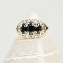 Load image into Gallery viewer, Lovely 9 carat yellow gold diamond and sapphire cluster ring
