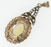 Load image into Gallery viewer, An early 20th century unmarked gold cabochon fire opal and white sapphire pendant
