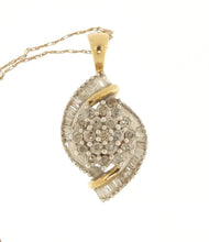 Load image into Gallery viewer, Gold diamond cluster pendant on a 9ct gold necklace
