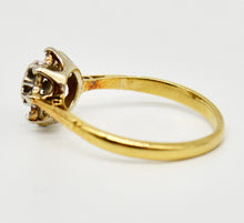 Load image into Gallery viewer, Lovely antique 18ct gold diamond cluster flowerhead ring
