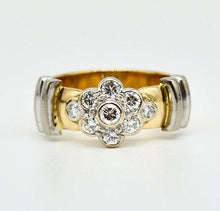 Load image into Gallery viewer, A 9ct gold diamond cluster flowerhead dress ring
