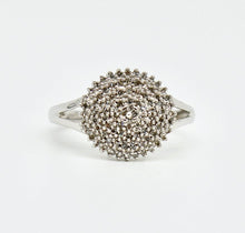 Load image into Gallery viewer, A 9ct white gold diamond cluster dress ring
