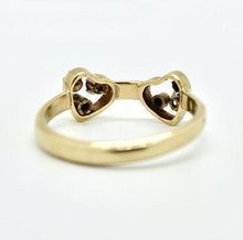 Load image into Gallery viewer, Vintage 9ct gold diamond and ruby double heart ring

