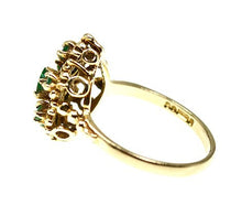 Load image into Gallery viewer, Vintage 1970&#39;s 9ct gold emerald pear shaped cluster ring
