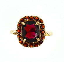 Load image into Gallery viewer, Vintage 1960&#39;s 9ct gold garnet cluster ring
