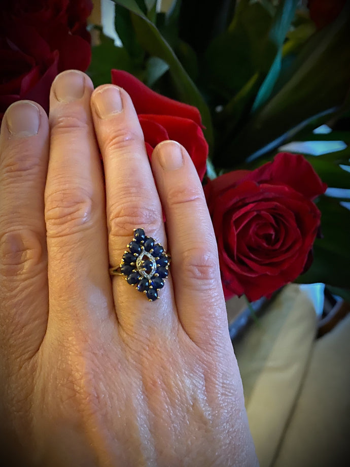 Stunning sapphire and diamond ring - gift for her, birthday present