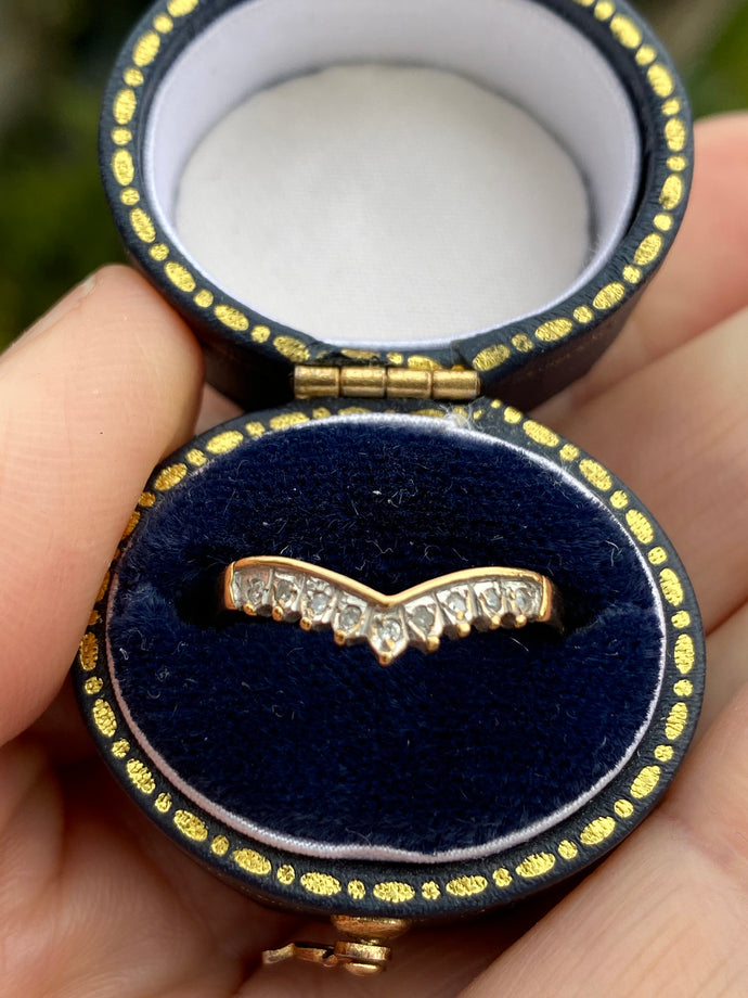 Vintage 9ct Gold Diamond Curved Half Eternity Ring