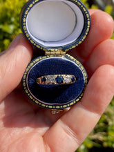 Load image into Gallery viewer, 9ct gold 5-stone sapphire and diamond half hoop ring
