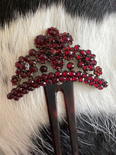 Load image into Gallery viewer, Antique Victorian Bohemian Garnet &amp; Horn Hair Pin c. 1900s
